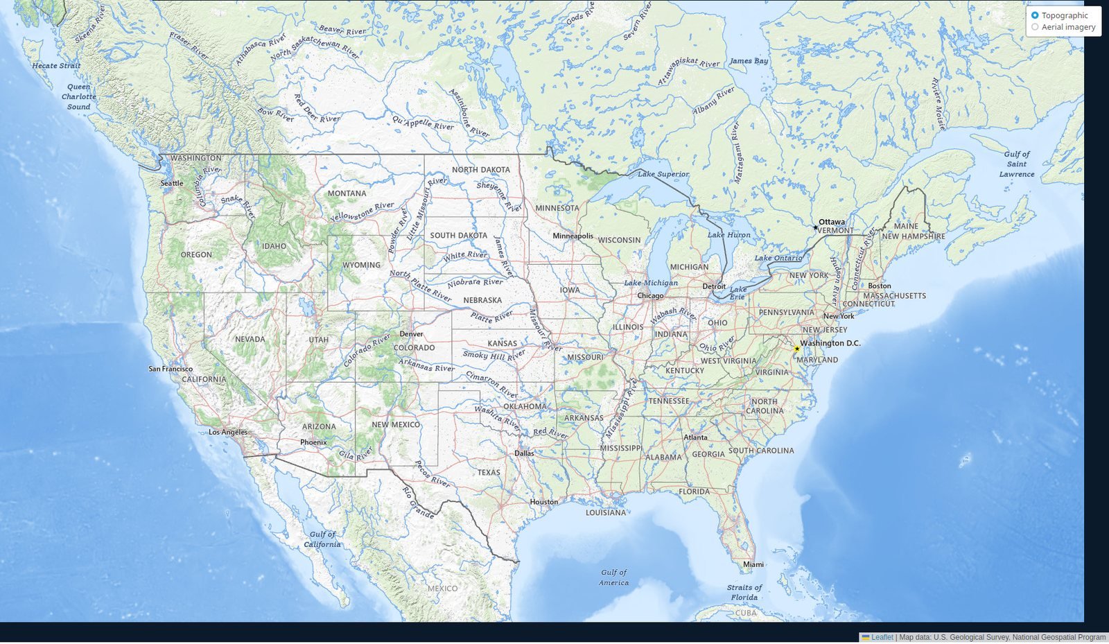 Topographic map of the entire United States