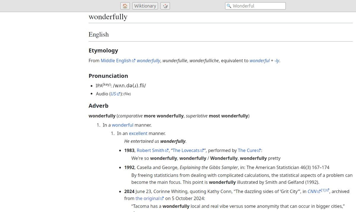 Wiktionary entry with pronunciation and quotations