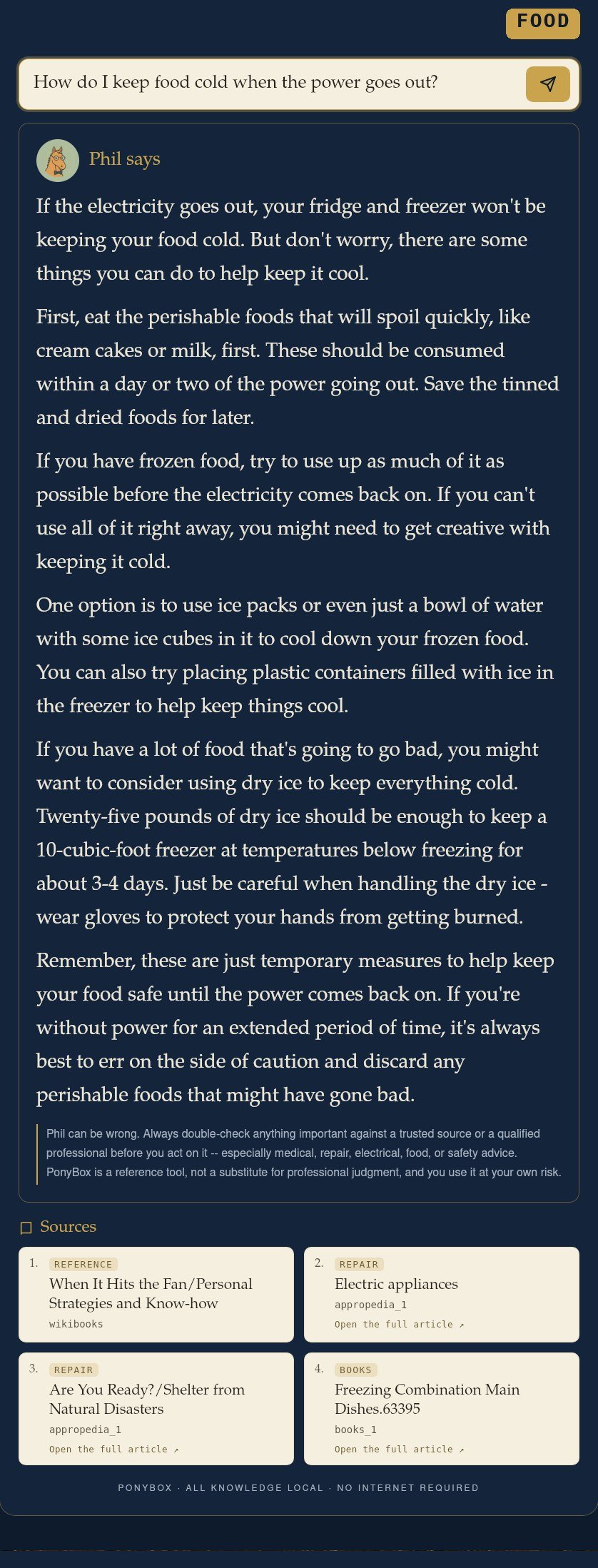How do I keep food cold when the power goes out?